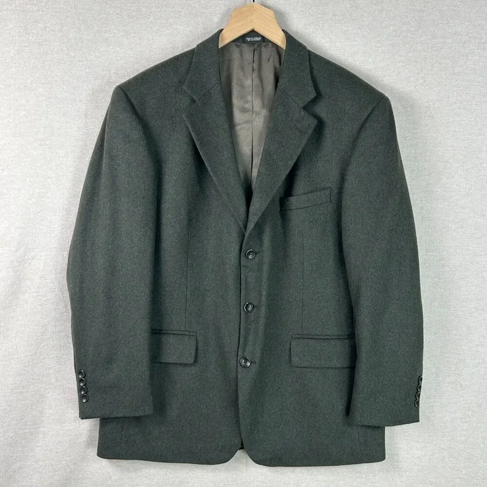 Oscar De La Renta Mens Blazer Size 44R Green Cashmere Wool Blend Preppy Academia